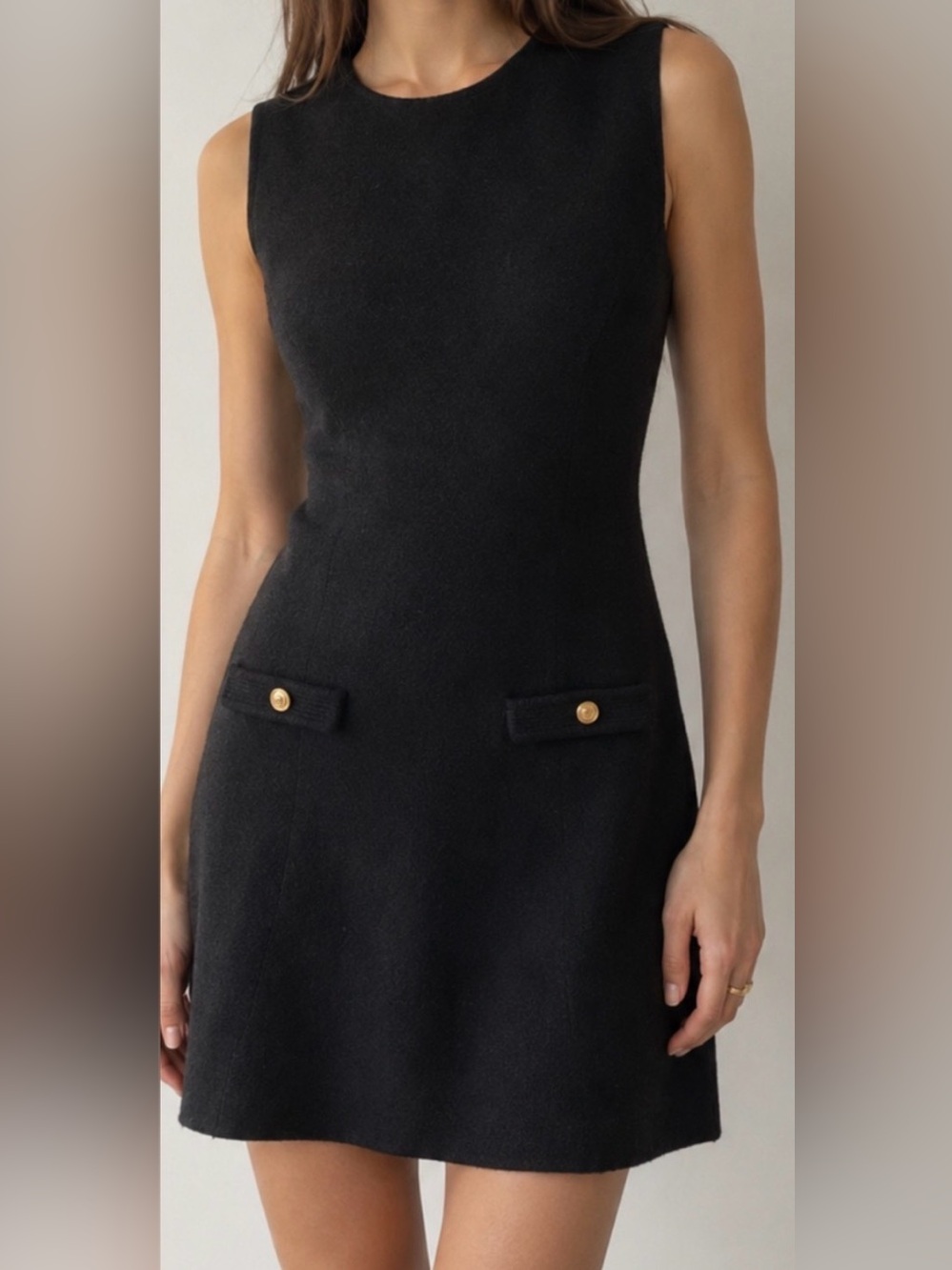 NWT Christian Lacroix Black Wool Blend Sleeveless Mini Dress Size Large